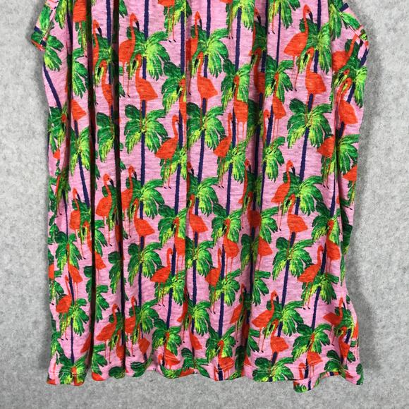 Bouffants and Broken Hearts Top Womens‎ Large Tank Linen Flamingo Tropical Flowy - Picture 3 of 9